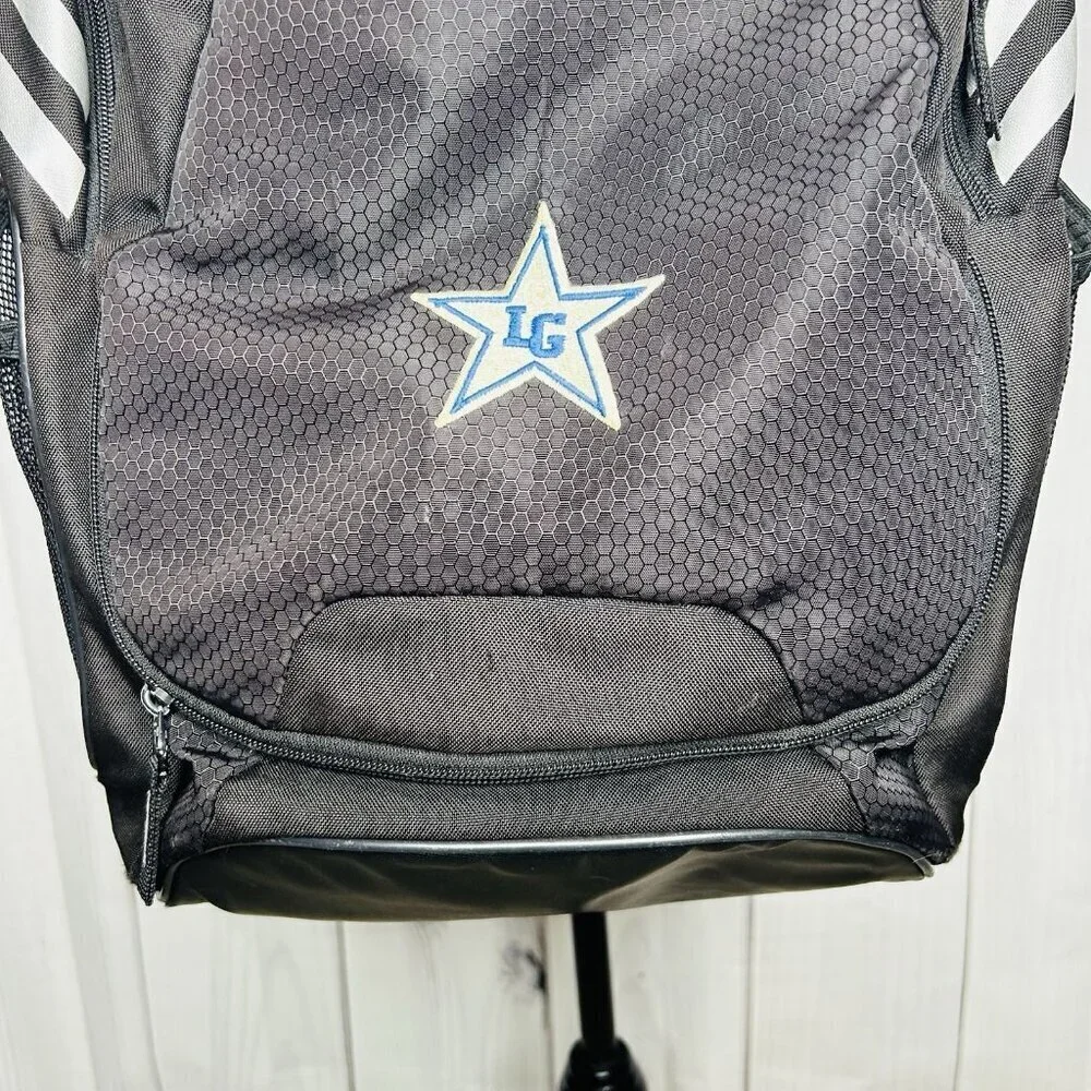 Adidas Black Solid Polyester Logo Medium Backpack Soccer Stripes Travel Bag
